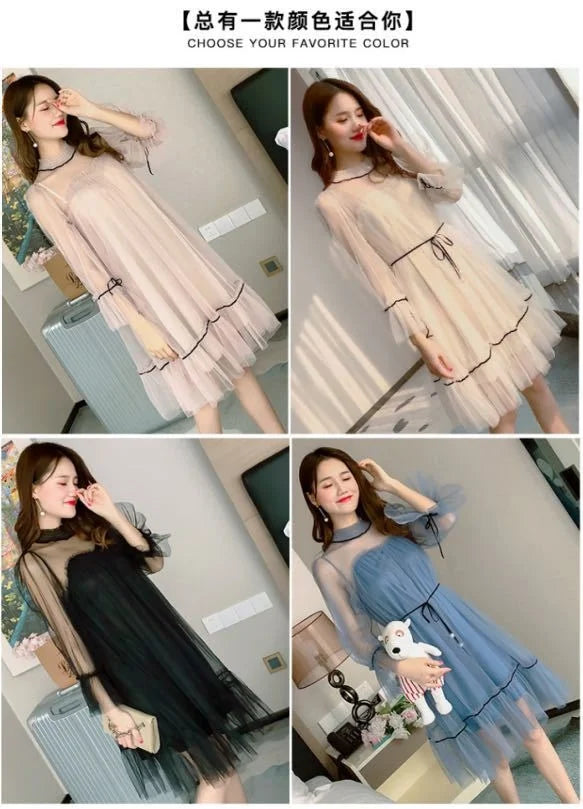 Women Dresses 2021 Lace Mesh Dress Dress Dress Style Women's Clothing Vestido De Mujer Femme Robe