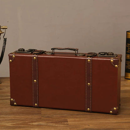 Luxury Vintage Trunk Travel Hand Big Suitcases Leather Luggage Under Bed Clothing Organizer Storage Box Antique Bin Customized