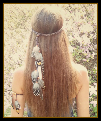 Gypsy Fashion Beautiful Boho Style Feather Headband Headdress Tribal Hair Feather Rope Headpieces Hippie Party