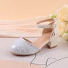 Little Girl Princess Dress Sandals dance shoes Summer White embroidery Buckle Strap Low Heels Soft Soled Party Shoes Fourseasons