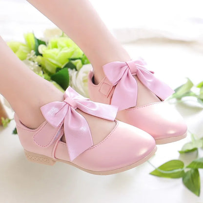 Girls Princess Shoes Shallow Bowknot Metallic Color Fashion Sweet Girl's Mary Janes Shoes Light Non-slip 26-36 Kids Ballet Flats