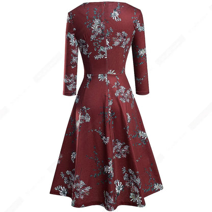 Women Vintage Casual Round Neck A line Summer Elegant Floral Lace Patchwork Sleeveless Tunic Party Swing Dress HA079