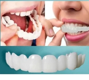 6 sets Top Bottom Silicone False Teeth Top Bottom Upper Lower Veneers False Teeth Cosmetic Denture Upper/Lower Snap on Smile