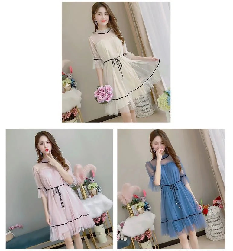 Women Dresses 2021 Lace Mesh Dress Dress Dress Style Women's Clothing Vestido De Mujer Femme Robe