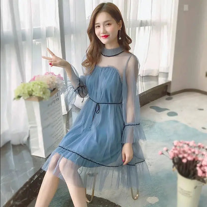 Women Dresses 2021 Lace Mesh Dress Dress Dress Style Women's Clothing Vestido De Mujer Femme Robe