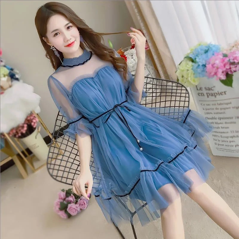 Women Dresses 2021 Lace Mesh Dress Dress Dress Style Women's Clothing Vestido De Mujer Femme Robe