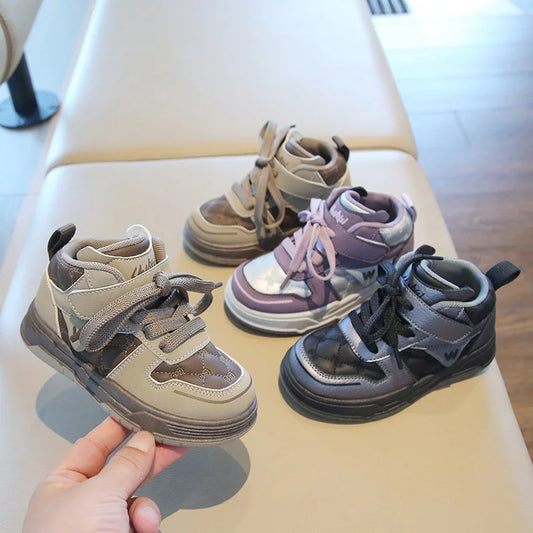 2025 High-Top Casual Sneakers for Boys and Girls Soft-Soled Bread Shoes for Spring Fall Autumn Sports Comfortable Baby Shoes