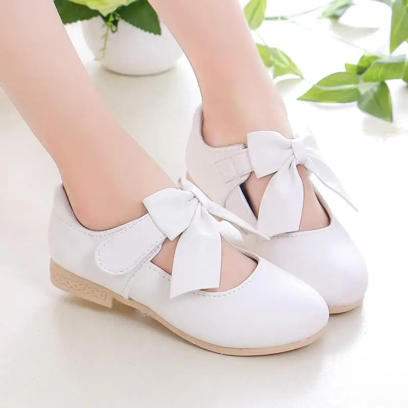 Girls Princess Shoes Shallow Bowknot Metallic Color Fashion Sweet Girl's Mary Janes Shoes Light Non-slip 26-36 Kids Ballet Flats