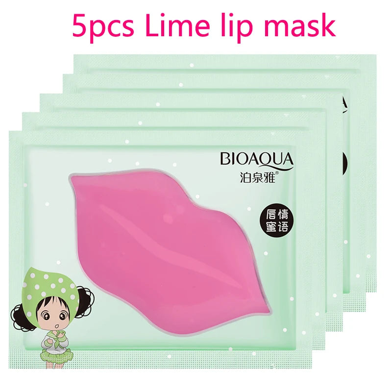 5pc Crystal Collagen Lip Plumper Mask Honey Essence Lip Mask Pads Moisture Anti Aging Wrinkle Patch Gel Scrub Lips Care Enhancer