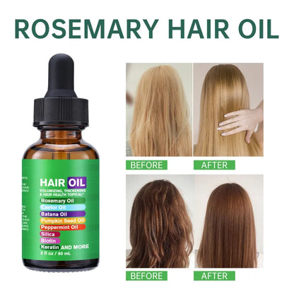 Clean Beauty Rosemary Hair Oil, Containing Castor Oil, Batana Oil, Pumpkin Seed Oil, Peppermint Oil, Biotin, and More.