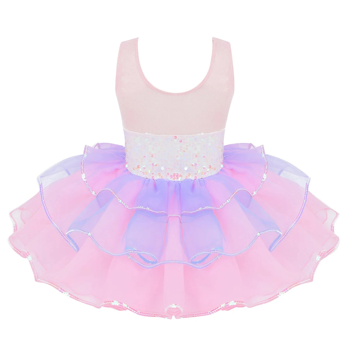 Kids Girls Fairy Party Princess Dress Ballet Dance Dress Sleeveless Mesh Splice Gymnastics Leotard Tutu Dress Ballroom Dancewear