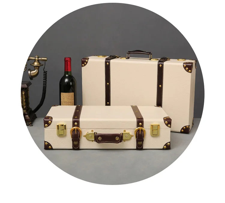 Luxury Vintage Trunk Travel Hand Big Suitcases Leather Luggage Under Bed Clothing Organizer Storage Box Antique Bin Customized