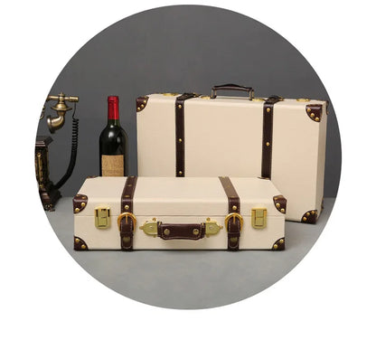 Luxury Vintage Trunk Travel Hand Big Suitcases Leather Luggage Under Bed Clothing Organizer Storage Box Antique Bin Customized