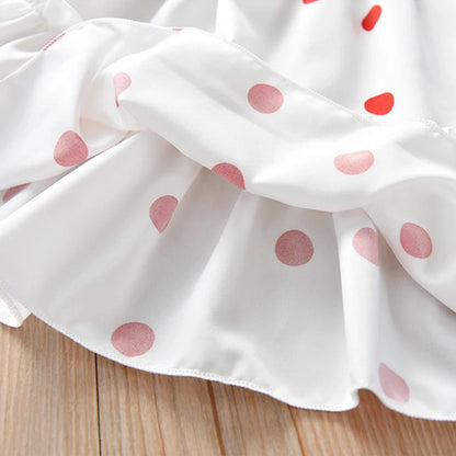New Baby Summer Dresses Girls Sweet Lace Chiffon Polka Dot Dress Little Girl Chiffon Short Sleeve Dress For Kids Clothes