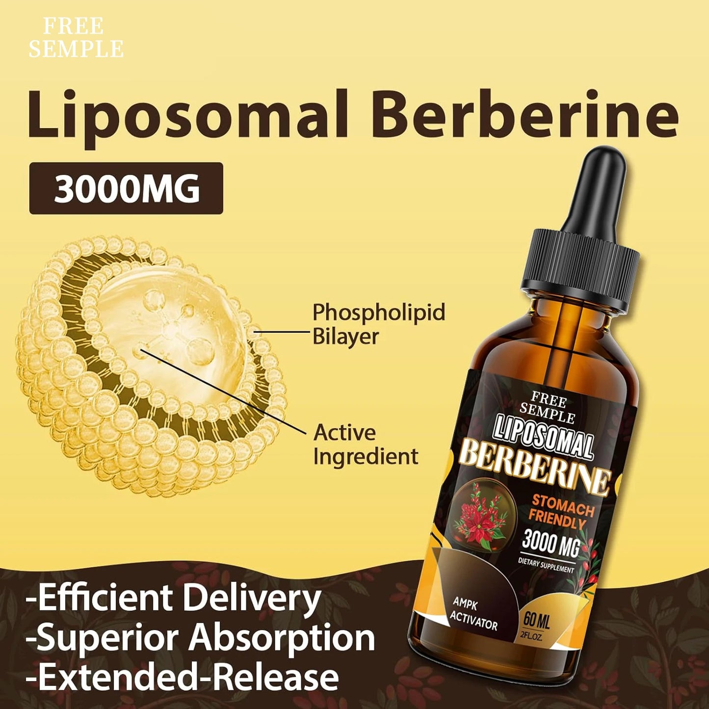 Herbal Extract Supplements Berberine Hydrochloride HCL Liquid Drops Free Sample
