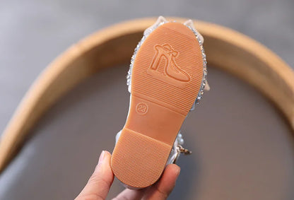 Large Crystal Bow Tie Kids Shoes for Girl Princess Beading Mary Jane Shoes Bling Prom Children  Girls Designer Shoes