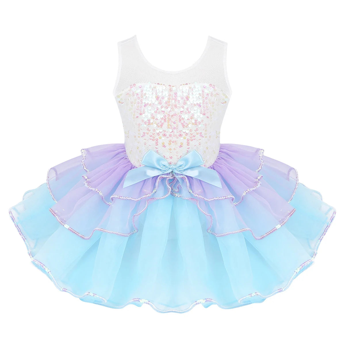 Kids Girls Fairy Party Princess Dress Ballet Dance Dress Sleeveless Mesh Splice Gymnastics Leotard Tutu Dress Ballroom Dancewear