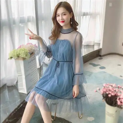 Women Dresses 2021 Lace Mesh Dress Dress Dress Style Women's Clothing Vestido De Mujer Femme Robe