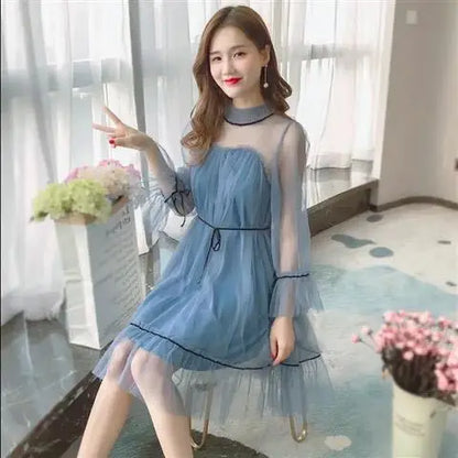 Women Dresses 2021 Lace Mesh Dress Dress Dress Style Women's Clothing Vestido De Mujer Femme Robe