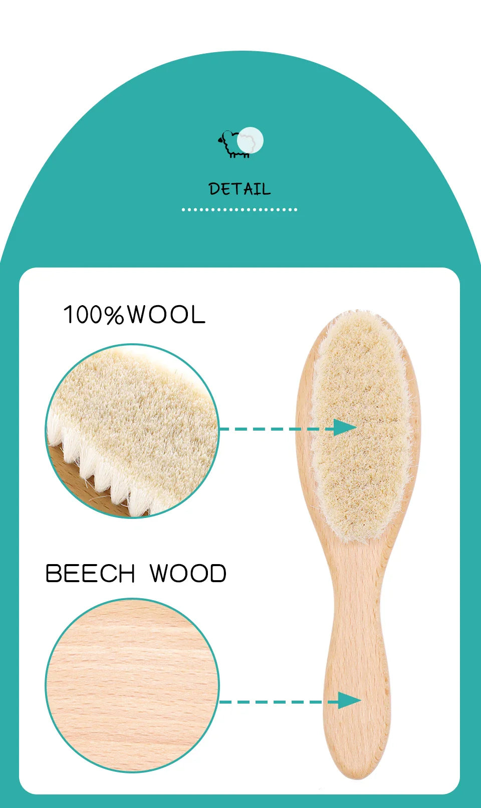 Baby Hair Brush for Hair Personalized Baby Brush Soft Goat Bristle Kids Hair Brush