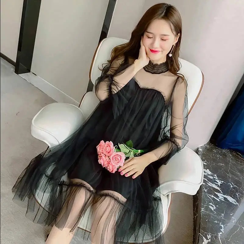 Women Dresses 2021 Lace Mesh Dress Dress Dress Style Women's Clothing Vestido De Mujer Femme Robe