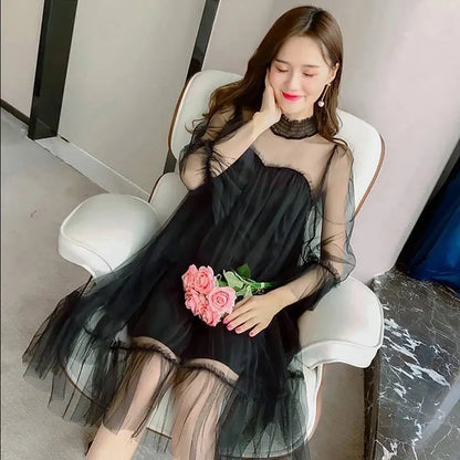 Women Dresses 2021 Lace Mesh Dress Dress Dress Style Women's Clothing Vestido De Mujer Femme Robe
