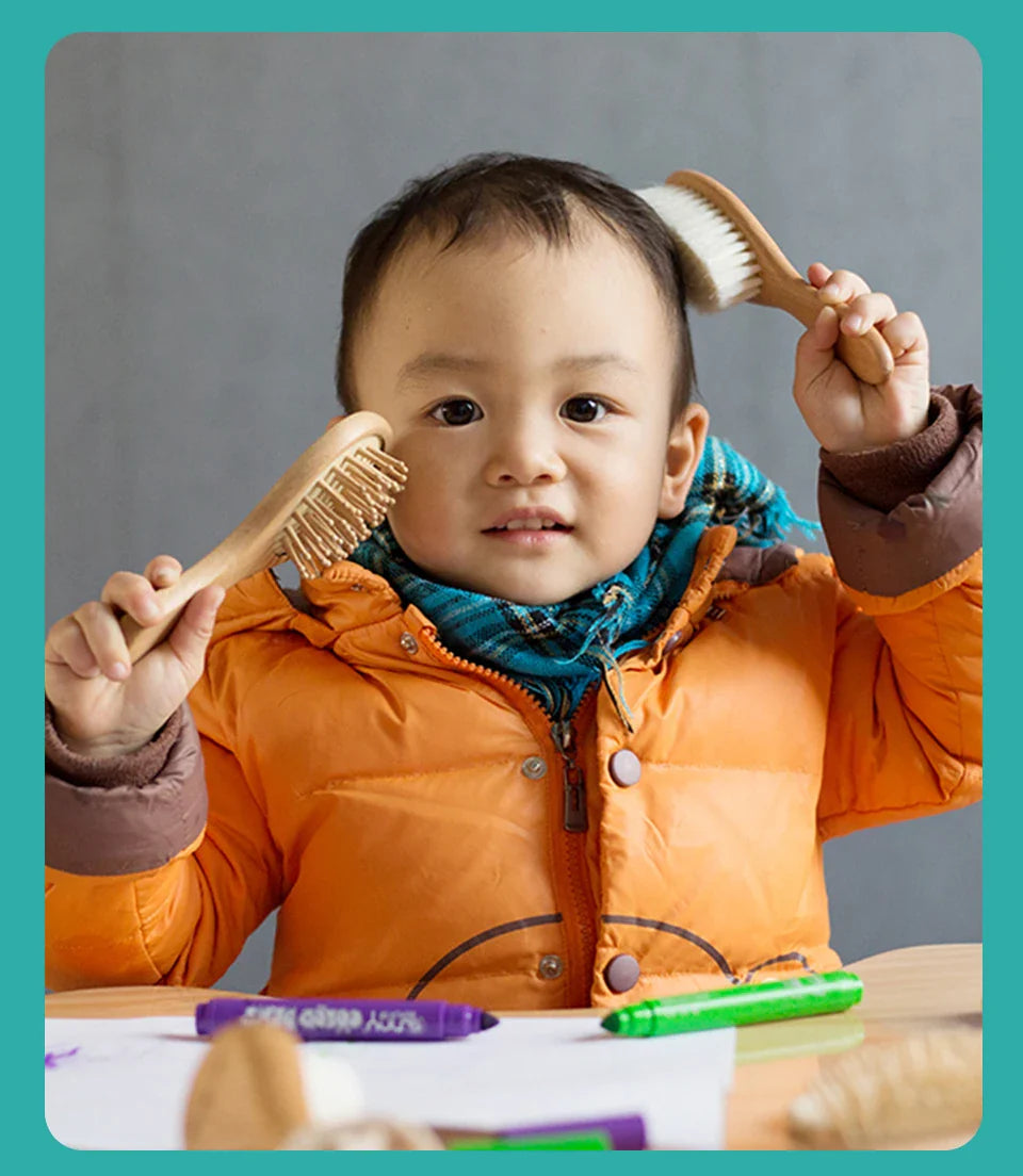 Baby Hair Brush for Hair Personalized Baby Brush Soft Goat Bristle Kids Hair Brush