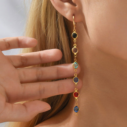 Geometric Round Colorful Crystals Beaded Earrings  (Available)