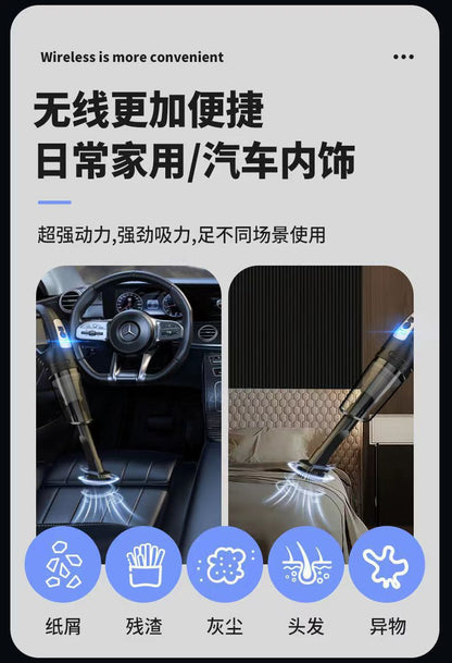 Cross-Border High-Power Wireless Car Vacuum Cleaner, Strong Suction, High-Power Car and Home Dual-Purpose Handheld Portable Vacuum Cleaner