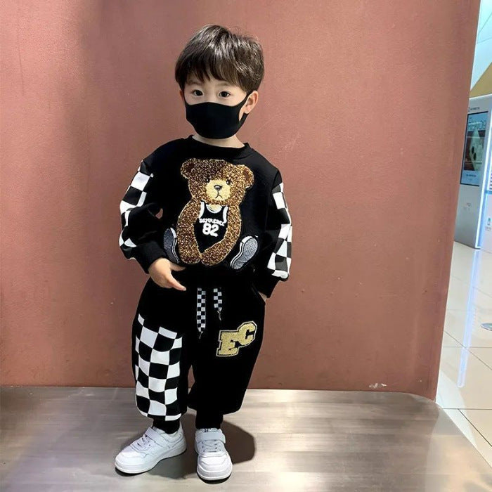 Boys' Outfit 2026 New Stylish Baby Spring Autumn Winter Korean Style Sweatshirt and Pants Children's Trendy Cool Children's Clothing