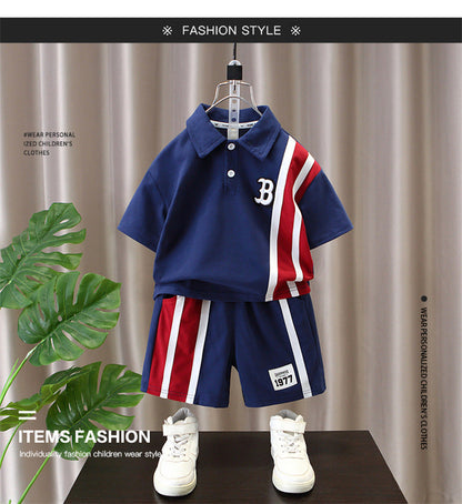 Summer Baby Boys Clothes Suits Kids Patchwork POLO Shirts and Shorts 2pcs Suit Children Short Sleeve Tracksuits Boys Sports Set