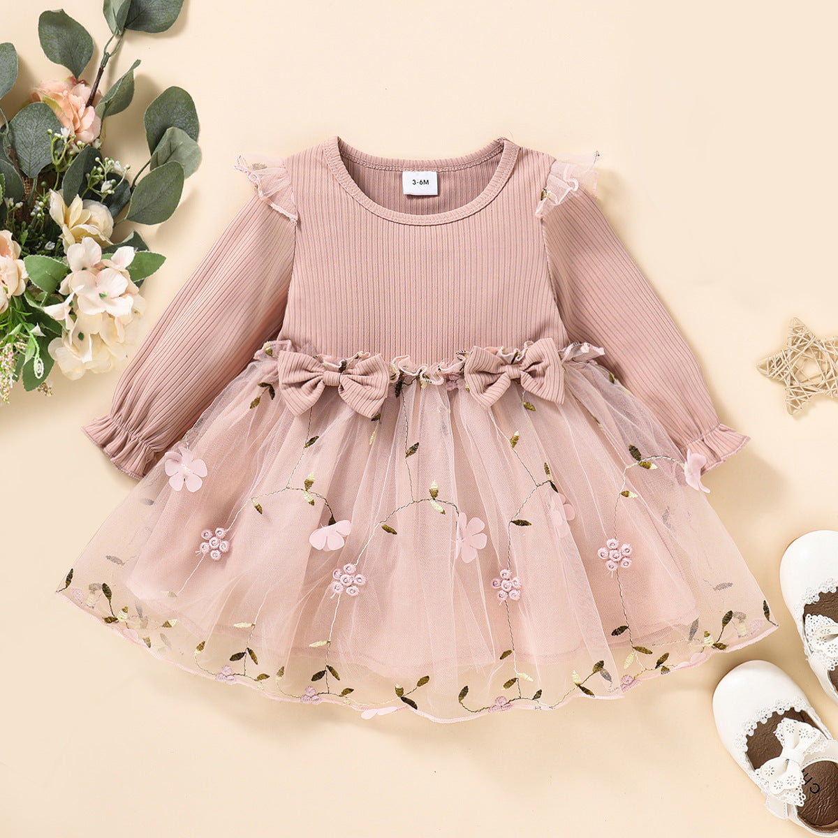 Cross-Border Spring and Autumn New European and American Children's Clothing Mesh Baby Girls' 2026 Style Long-Sleeve Dress Children's Trendy Dress