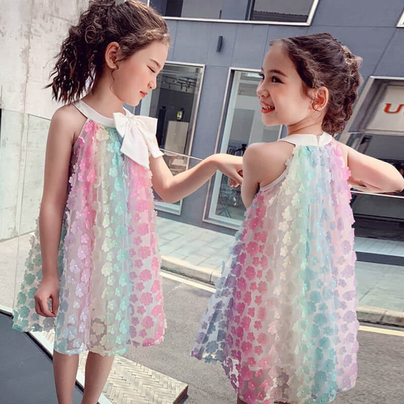 Girls Sleeveless Princess Dress Bangladesh 3D Flower - Small China Town