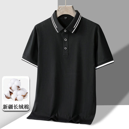 Men's Short-sleeved T-shirt Full Cotton Thin Section Business Lapel (Available)
