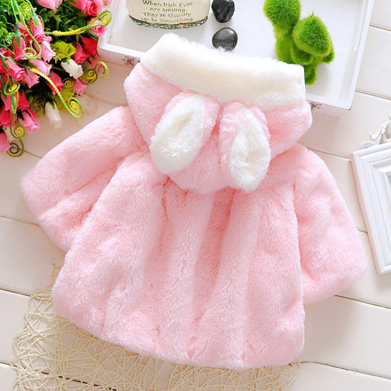 Winter new classic little rabbit shawl sweater jacket for girls