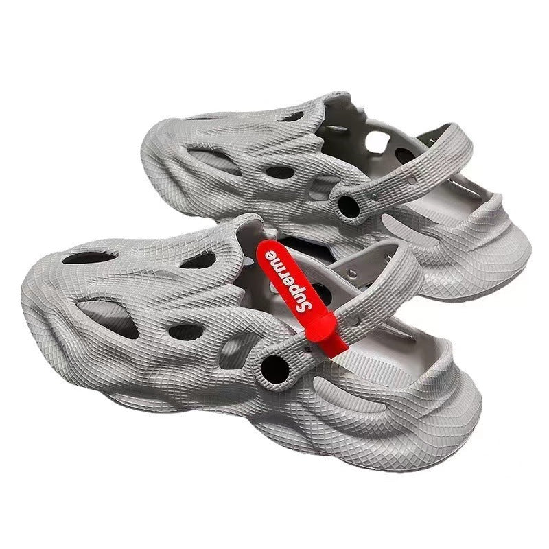 Coconut Slippers Couple Summer Dual-use Closed Toe Beach Hole Shoes (Available)