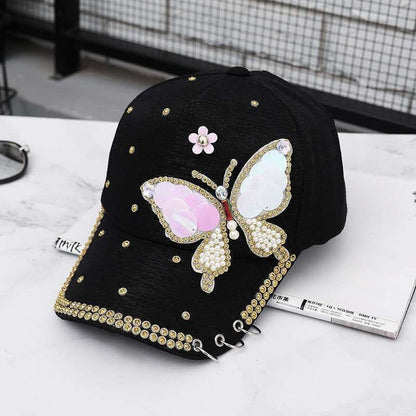 Hat women's fashion diamond bow cap (Available)