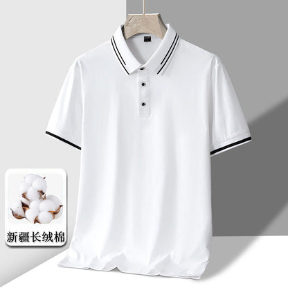 Men's Short-sleeved T-shirt Full Cotton Thin Section Business Lapel (Available)