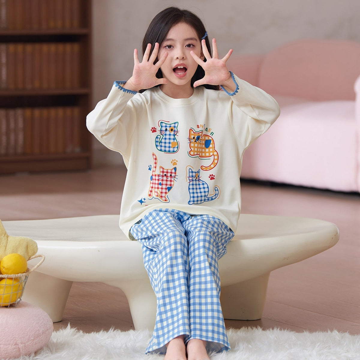 Children's Pajamas 2026 New Model Pure Cotton Long Sleeve Long Pants Spring and Autumn Girls' Cartoon Homewear Set for Older Kids