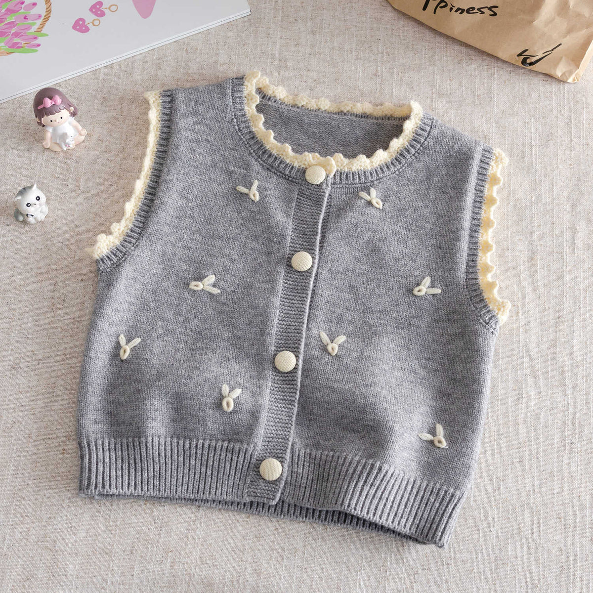 Children's Vest Autumn Clothing 2026 New Style Girls' Fashionable Outerwear Vest Baby Autumn and Winter Knitted Sleeveless Jacket Toddler Clothing