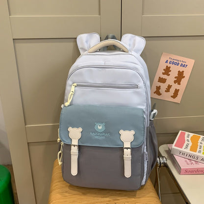 Retro Cute Contrast Color Backpack Women's Cartoon Casual Backpack