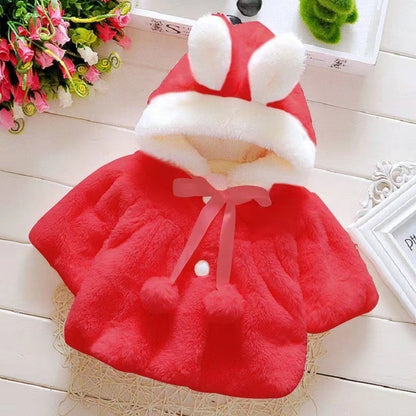 Winter new classic little rabbit shawl sweater jacket for girls