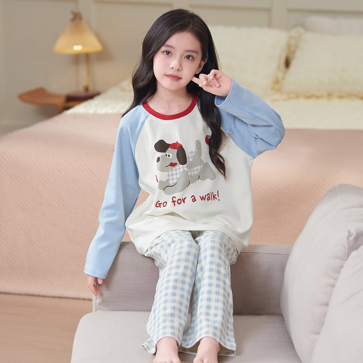 Children's Pajamas 2026 New Model Pure Cotton Long Sleeve Long Pants Spring and Autumn Girls' Cartoon Homewear Set for Older Kids