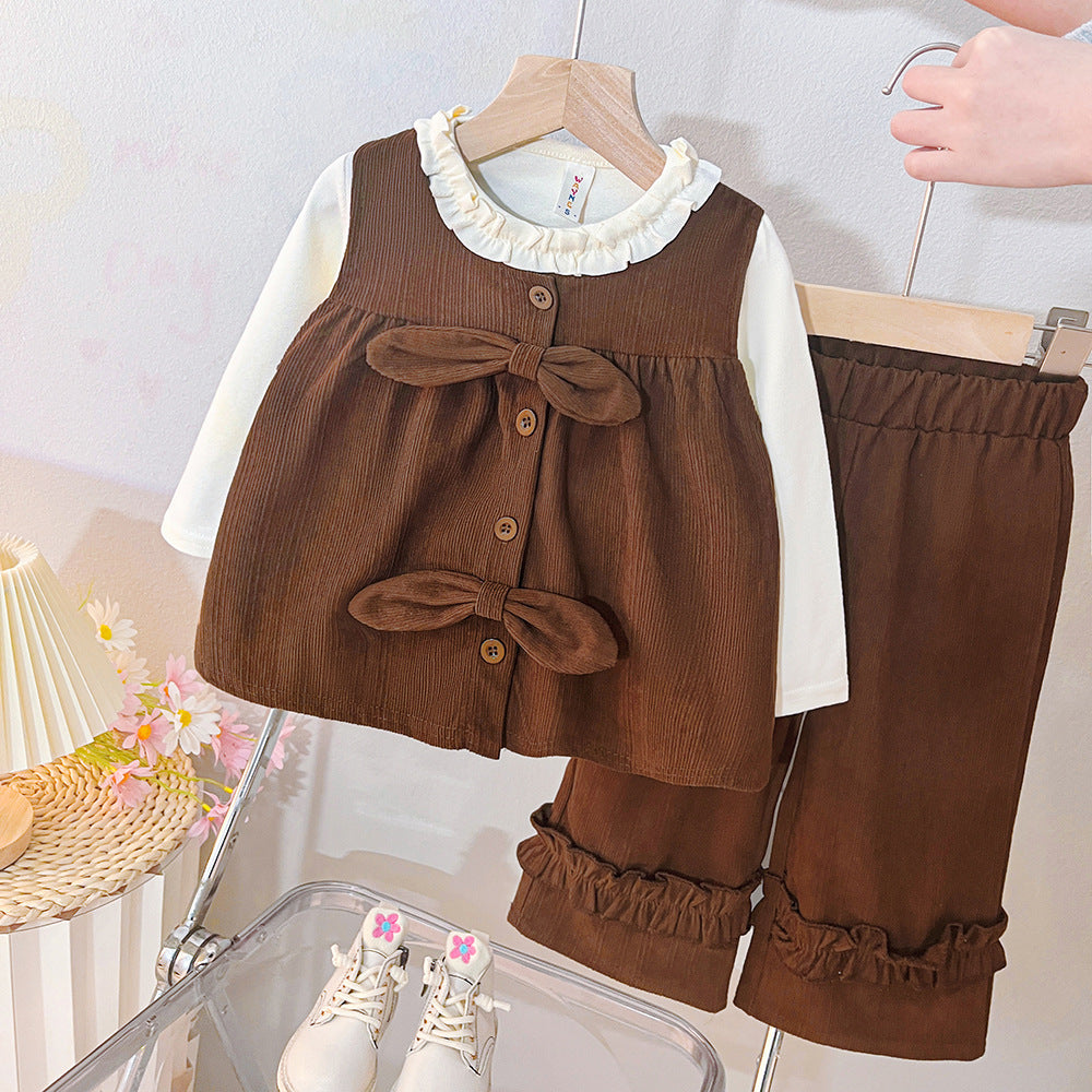 Girls' suit Spring and Autumn Long Sleeve Trousers Two-piece suit Fashion Western Style Children's suit
