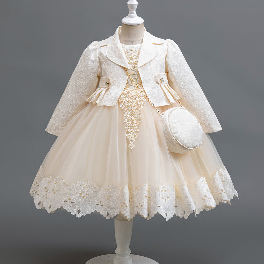 Girls' Three-Piece Suit Dress, Children's Birthday Party Ceremony Dress, Baby Performance Dress, Princess Dress