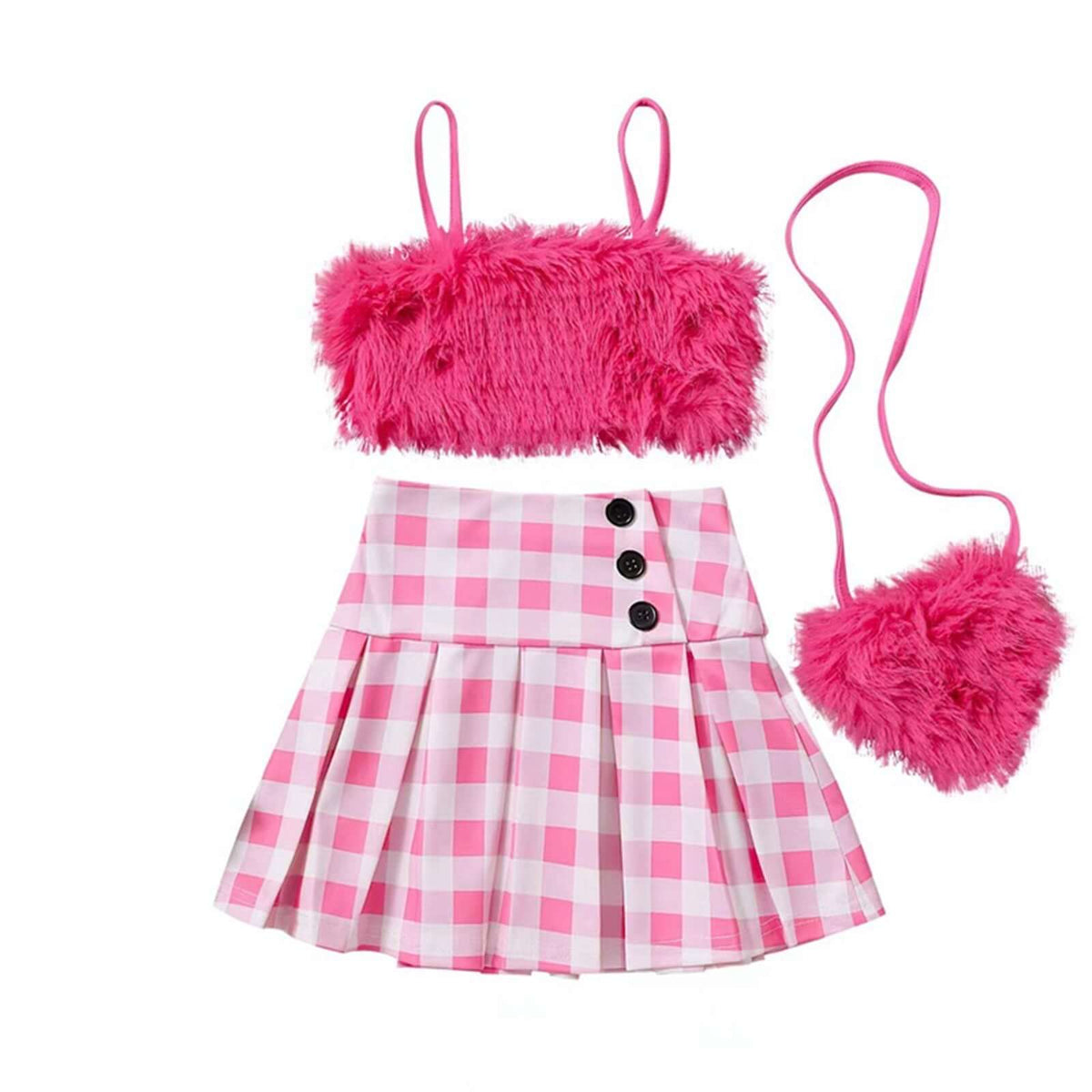Girls Fur Skirt Set Bangladesh with Matching Bag - Small China Town