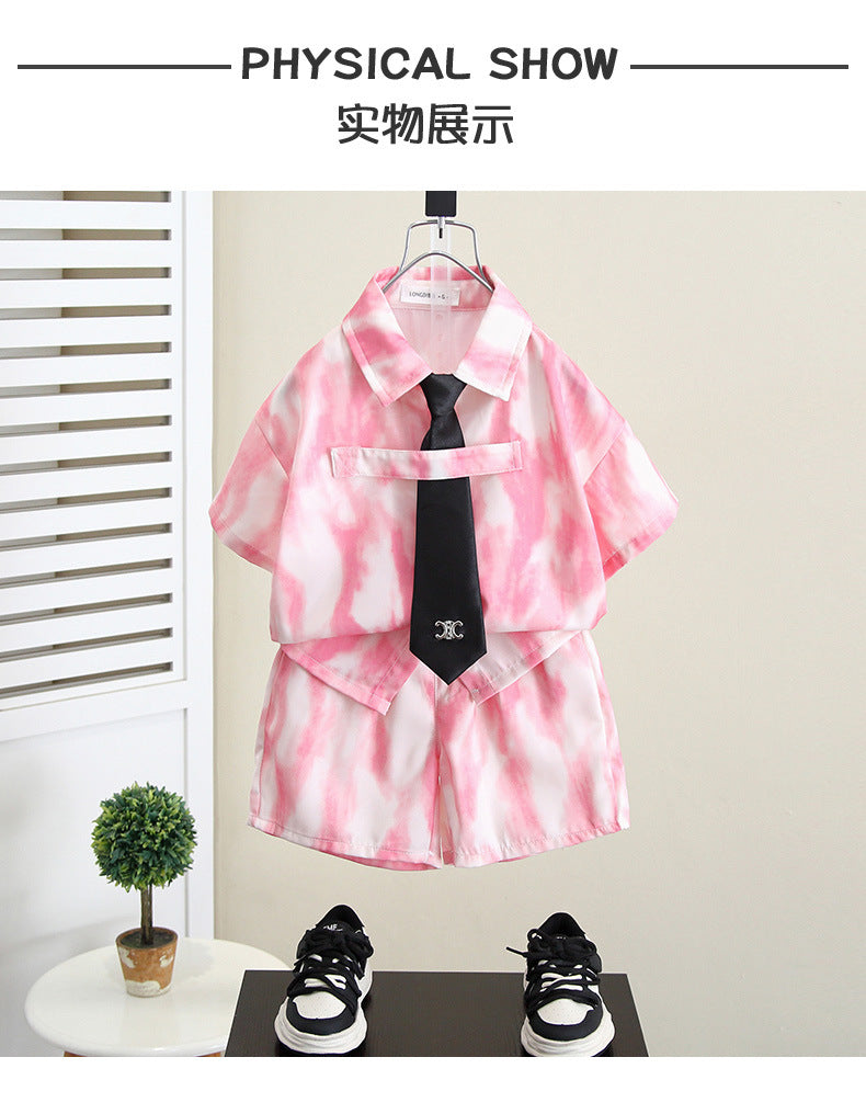 Summer Boys Clothes Suit Fashion Children's Shirt+Shorts 2Pcs/Set Toddler Wedding Party Suit Kids Vacation Outfit 2-11 Years