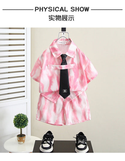 Summer Boys Clothes Suit Fashion Children's Shirt+Shorts 2Pcs/Set Toddler Wedding Party Suit Kids Vacation Outfit 2-11 Years