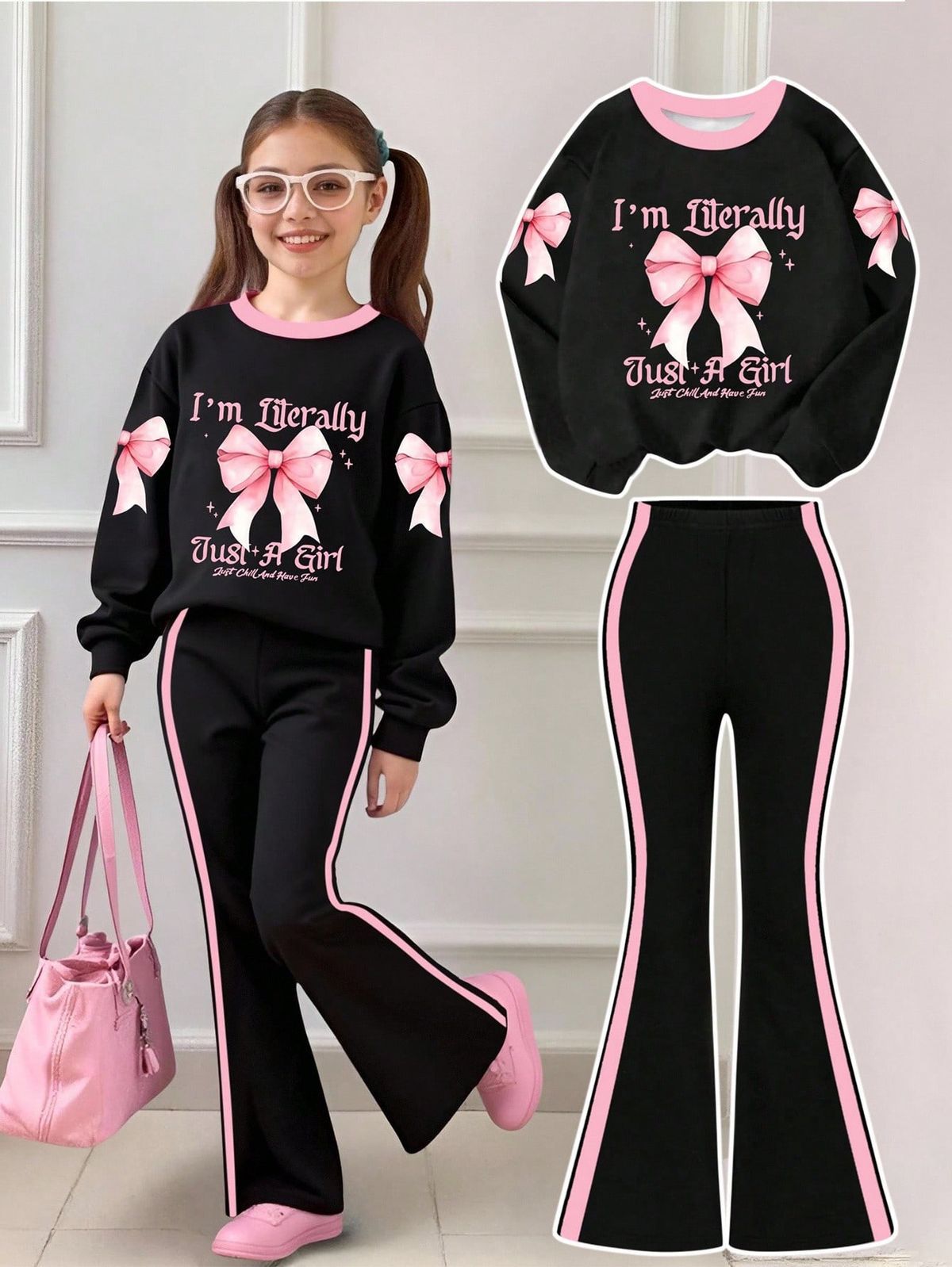 2026 New Children's Clothing Set That Can Also Be Worn by Adults, Youthful Trendy Fashion Long-Sleeve and Long-Pants Set
