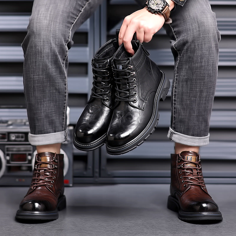 British Style All-matching Work Clothes Ankle Boots Fashion Haulage Motor Leather Boots  ( Available )